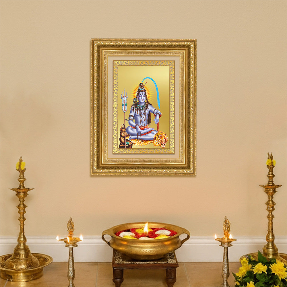 Diviniti 24K Gold Plated Shiva (Classic) Divine Wall Frame for Home Mandir & Office Decor | Luxury Spiritual Gift