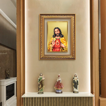 Diviniti 24K Gold Plated Jesus Christ (Classic) Divine Wall Frame for Home Mandir & Office Decor | Luxury Spiritual Gift