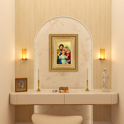 Diviniti 24K Gold Plated Holy Family (Classic) Divine Wall Frame for Home Mandir & Office Decor | Luxury Spiritual Gift