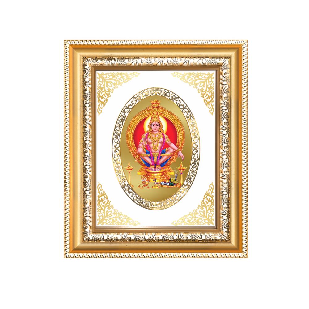 Lord Ayyappa Divine Sacred Discipline & Strength Royal Tabletop Frame in 24K Gold Plated Foil