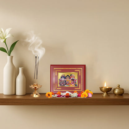 Diviniti 24K Gold Plated Lord Jagannath, Subhadra & Balabhadra Blessing Tabletop Photo Frame | Divine Protection, Harmony & Spiritual Grace