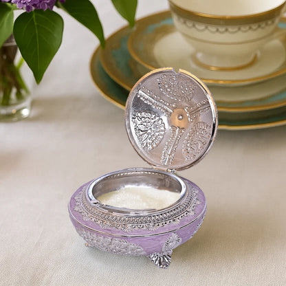 999 Silver Plated Sugar Bowl | Antique Finish Decorative Tabletop Purple Bowl for Decor and Gifting