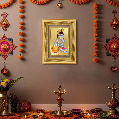 Diviniti 24K Gold Plated Bal Gopal Divine Wall Frame for Home Mandir & Office Decor | Luxury Spiritual Gift