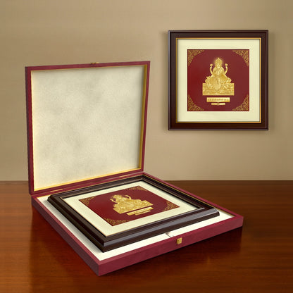 Lakshmi Ji | Divine Blessings and Prosperity Gold on Gold Wall Hanging Frame in 24K Gold Plated Foil