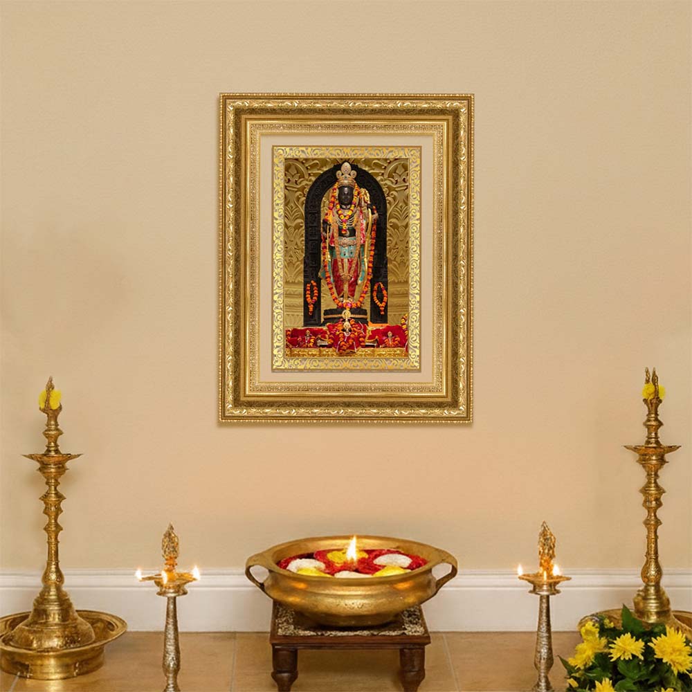 Diviniti 24K Gold Plated Ram Lalla (Classic) Divine Wall Frame for Home Mandir & Office Decor | Luxury Spiritual Gift