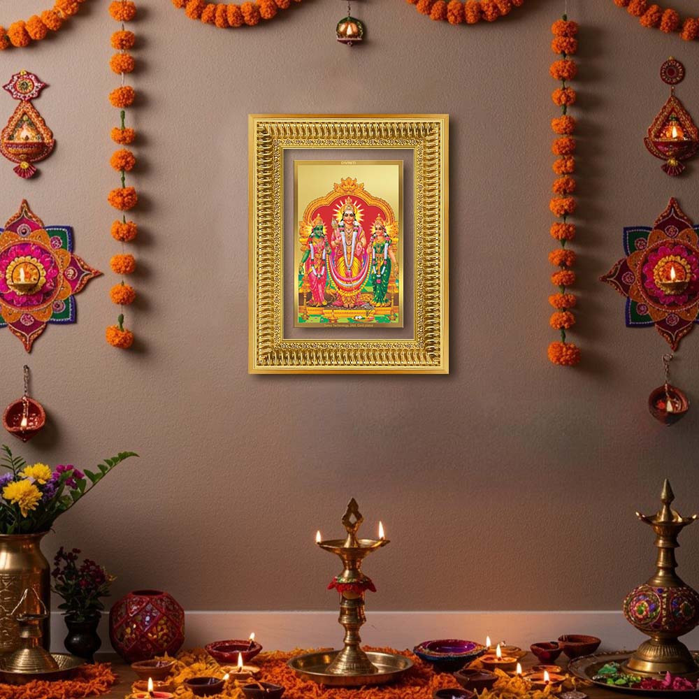 Diviniti 24K Gold Plated Murugan Velli (Classic) Divine Wall Frame for Home Mandir & Office Decor | Luxury Spiritual Gift