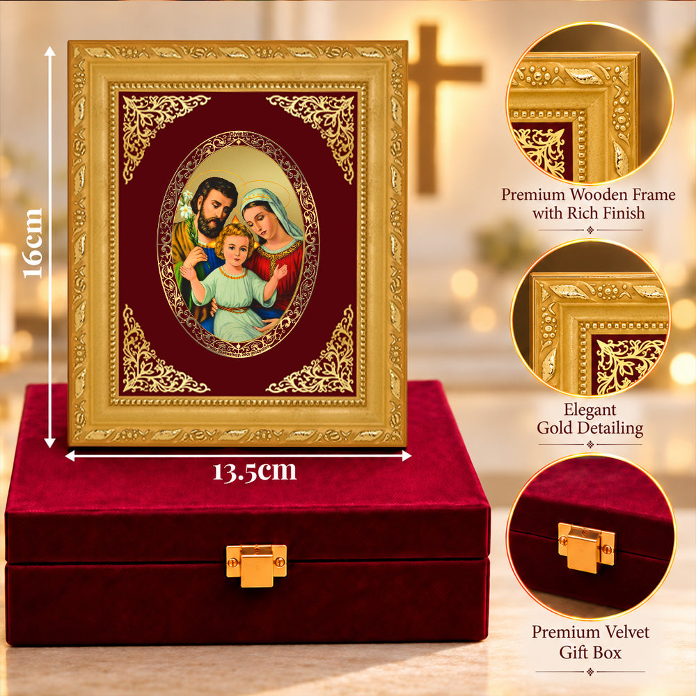 24K Gold-Plated Holy Family BG Frame | Premium Gift Box | 16 X 13.5 CM