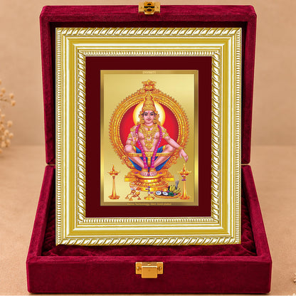 24K Gold-Plated Lord Ayyappan Frame | Premium Gift Box | 21.5x17.5 CM
