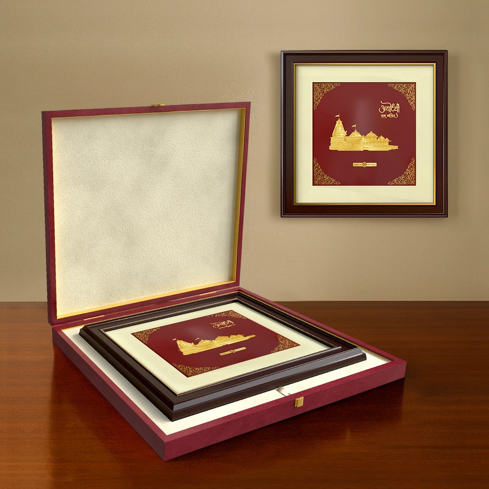 Ayodhya Ram Mandir | Divine Symbol of Faith Gold on Gold Wall Hanging Frame in 24K Gold Plated Foil
