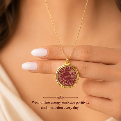 Diviniti 24K Gold Plated Hanuman & Yantra 22MM Double Sided Pendant For Men, Women & Kids