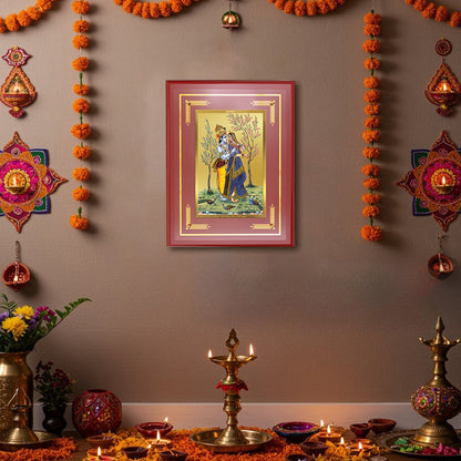 Diviniti Radha Krishna Wall Photo Frame in 24K Gold Plated Foil – Eternal Love, Divine Harmony & Spiritual Bliss