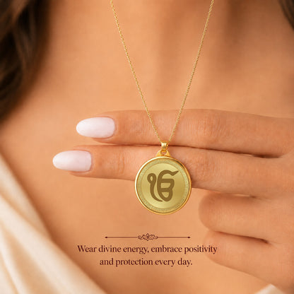 Diviniti 24K Double Sided Gold Plated Pendant Ik Onkar & Khanda Sahib | 18 MM Flip Coin (1 PCS)