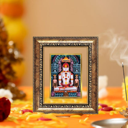 Diviniti 24K Gold Plated Adinath Divine Table Top Frame for Home Mandir & Office Decor | Premium Jain Spiritual Gift