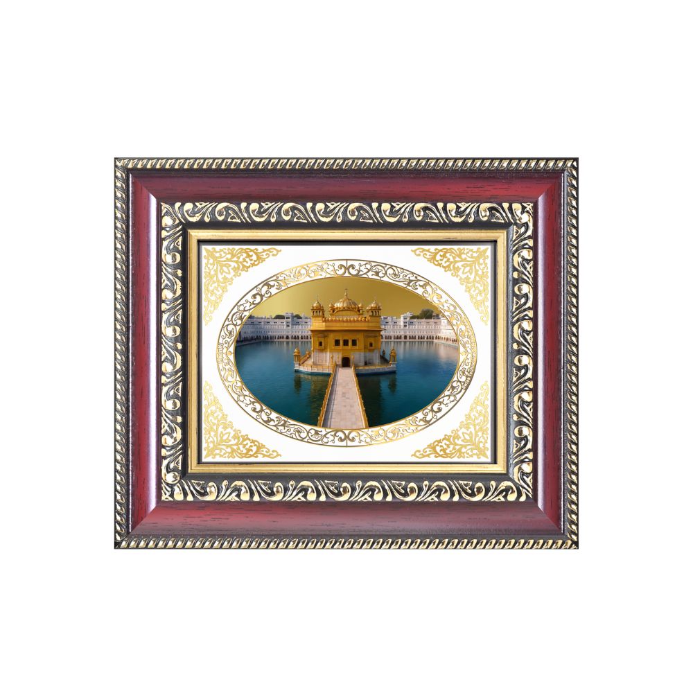 Sri Harmandir Sahib (Golden Temple) Divine Sikh Sacred Darbar Sahib Royal Tabletop Frame in 24K Gold Plated Foil
