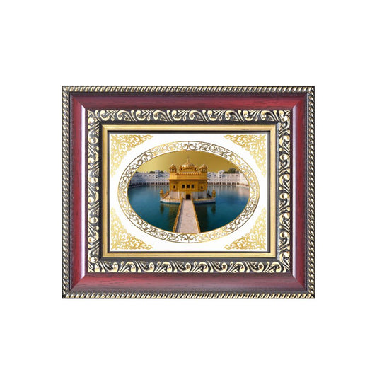 Sri Harmandir Sahib (Golden Temple) Divine Sikh Sacred Darbar Sahib Royal Tabletop Frame in 24K Gold Plated Foil