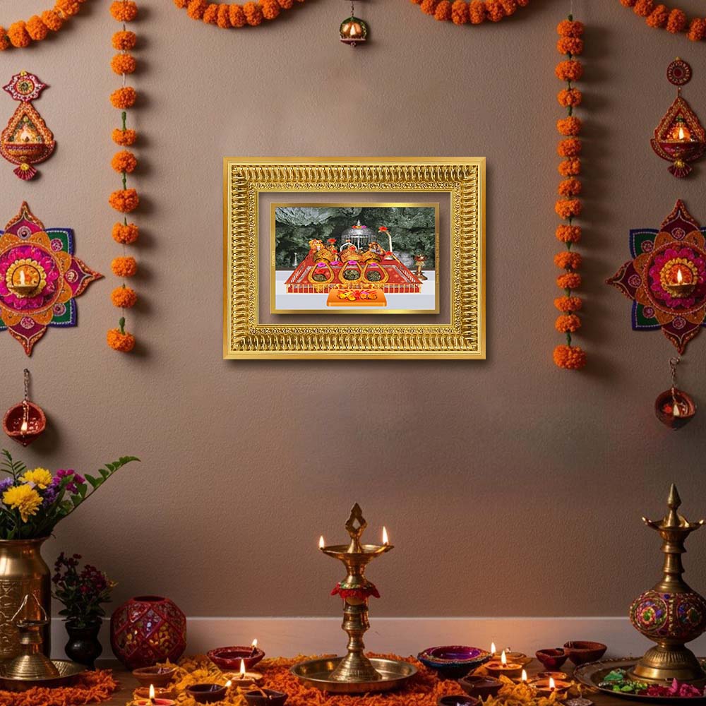 Diviniti 24K Gold Plated Mata Ka Darbar (Classic) Divine Wall Frame for Home Mandir & Office Decor | Luxury Spiritual Gift