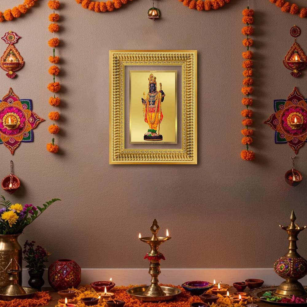 Diviniti 24K Gold Plated Ram Lalla With Arch (Classic) Divine Wall Frame for Home Mandir & Office Decor | Luxury Spiritual Gift