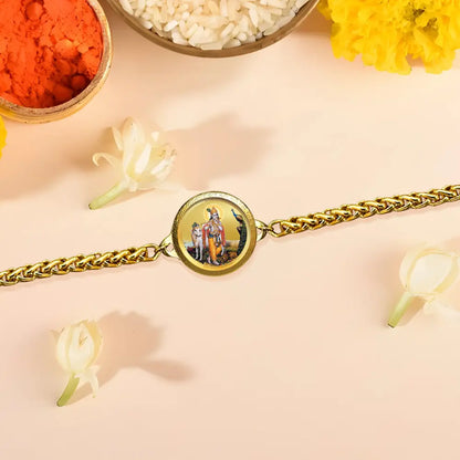 24K Gold Plated 18MM Lord Krishna with Surbhi Cow Bracelet – Divine Blessings & Spiritual Protection