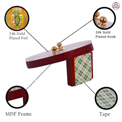 Goddess Meenakshi Car Dashboard & Tabletop Photo Frame showcasing 24K gold plated foil and intricate MDF design.