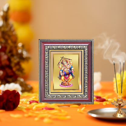 Diviniti 24K Gold Plated Dancing Ganesha (Classic) Divine Table Top Frame for Home Mandir & Office Decor | Luxury Spiritual Gift