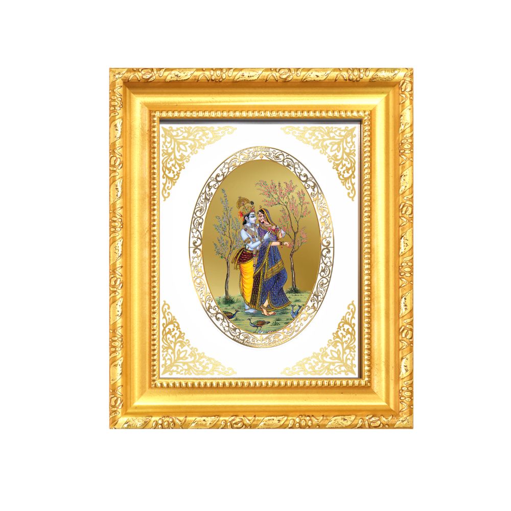 Radha Krishna Divine Eternal Love & Devotion Sacred Royal Tabletop Frame in 24K Gold Plated Foil