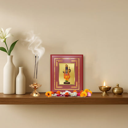 DIVINITI 24K Gold Plated Foil Ram Lalla Stylish Photo Frame Idol for Puja Room, Table Top, Home Decor, Wall Hanging, Gift|MDF Size 1 (16x13.5 CM)