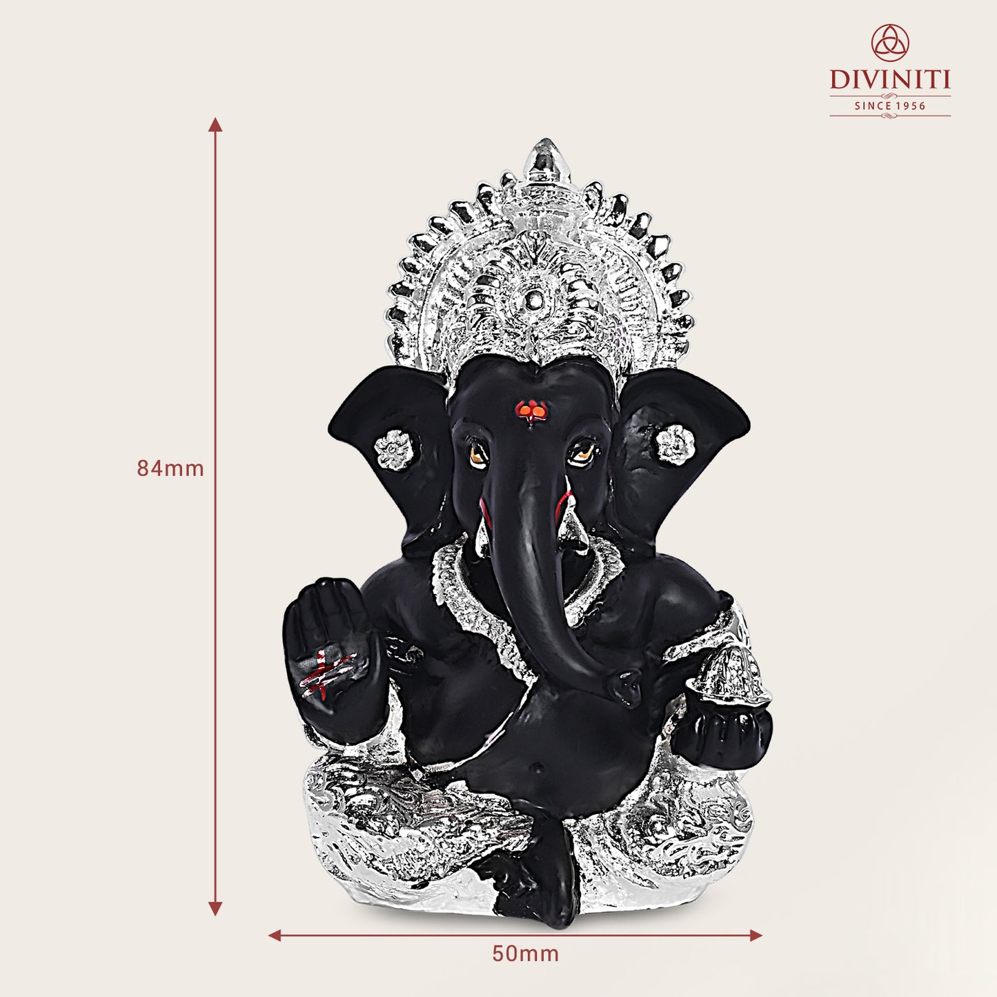 Diviniti 999 Silver Plated Resin Lord Ganesha Idol for Car Dashboard Tabletop for Home Decor Mandir Puja Gift Black (8.4x4.2cm)