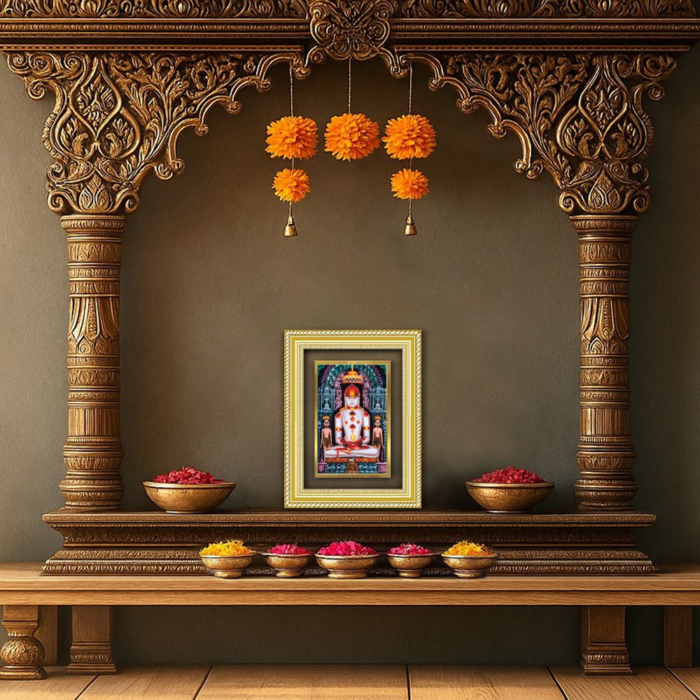 Diviniti 24K Gold Plated Adinath Divine Wall Frame for Home Mandir & Office Decor | Premium Jain Spiritual Gift