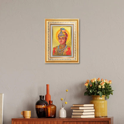 Diviniti 24K Gold Plated Guru Harkrishan Sahib Ji (Classic) Sacred Sikh Wall Frame for Home Decor & Office Ambiance | Premium Spiritual Gift