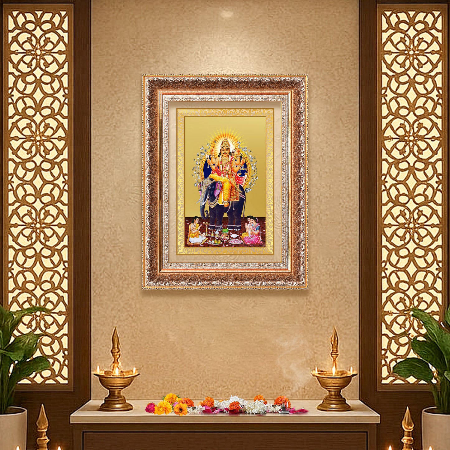 Lord Vishwakarma | Divine Architect of the Universe Wall Photo Frame in 24K Gold Plated Foil