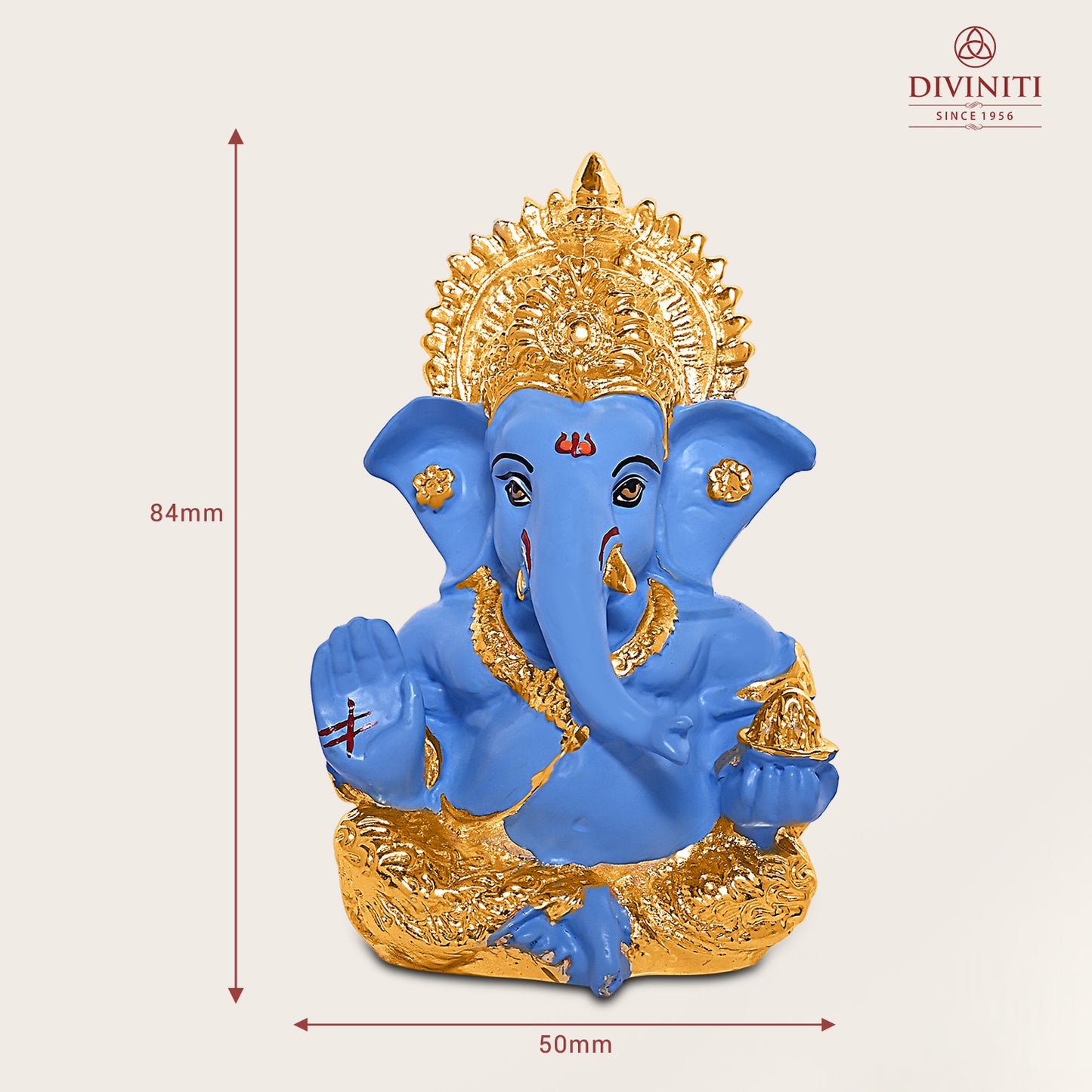 Diviniti 24K Gold Plated Resin Lord Ganesha Idol for Car Dashboard Tabletop for Home Decor Mandir Puja Gift SKy Blue (8.4x4.2cm)