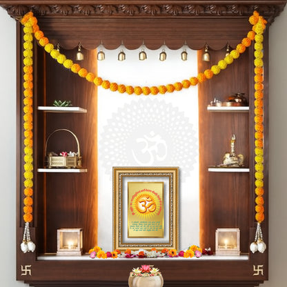 Diviniti 24K Gold Plated Om With Gayatri Mantra (Classic) Divine Wall Frame for Home Mandir & Office Decor | Luxury Spiritual Gift