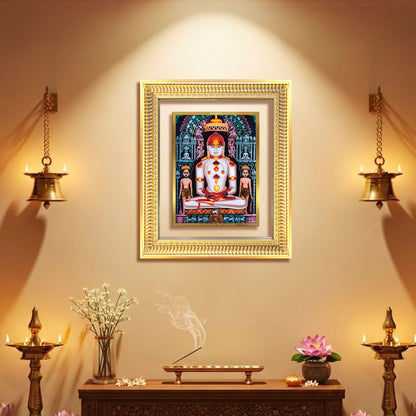 Diviniti 24K Gold Plated Adinath Divine Wall Frame for Home Mandir & Office Decor | Premium Jain Spiritual Gift