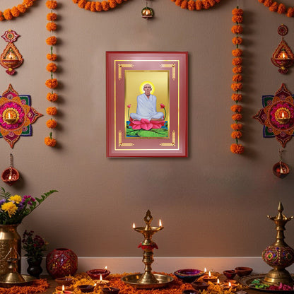 Diviniti Shree Ram Thakur Wall Photo Frame in 24K Gold Plated Foil – Divine Grace, Spiritual Wisdom & Inner Peace