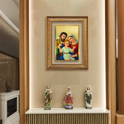 Diviniti 24K Gold Plated Holy Family (Classic) Divine Wall Frame for Home Mandir & Office Decor | Luxury Spiritual Gift