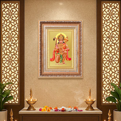 Lord Hanuman | Blessings Pose Wall Photo Frame in 24K Gold Plated Foil