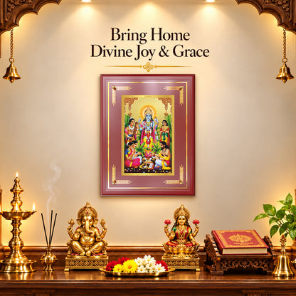 24K Gold-Plated Lord Satya Narayan MDF Frame | Premium Gift Box | 27x35 CM