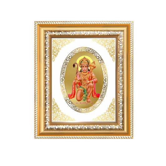 Lord Hanuman Abhaya Mudra Divine Blessings & Protection Royal Tabletop Frame in 24K Gold Plated Foil