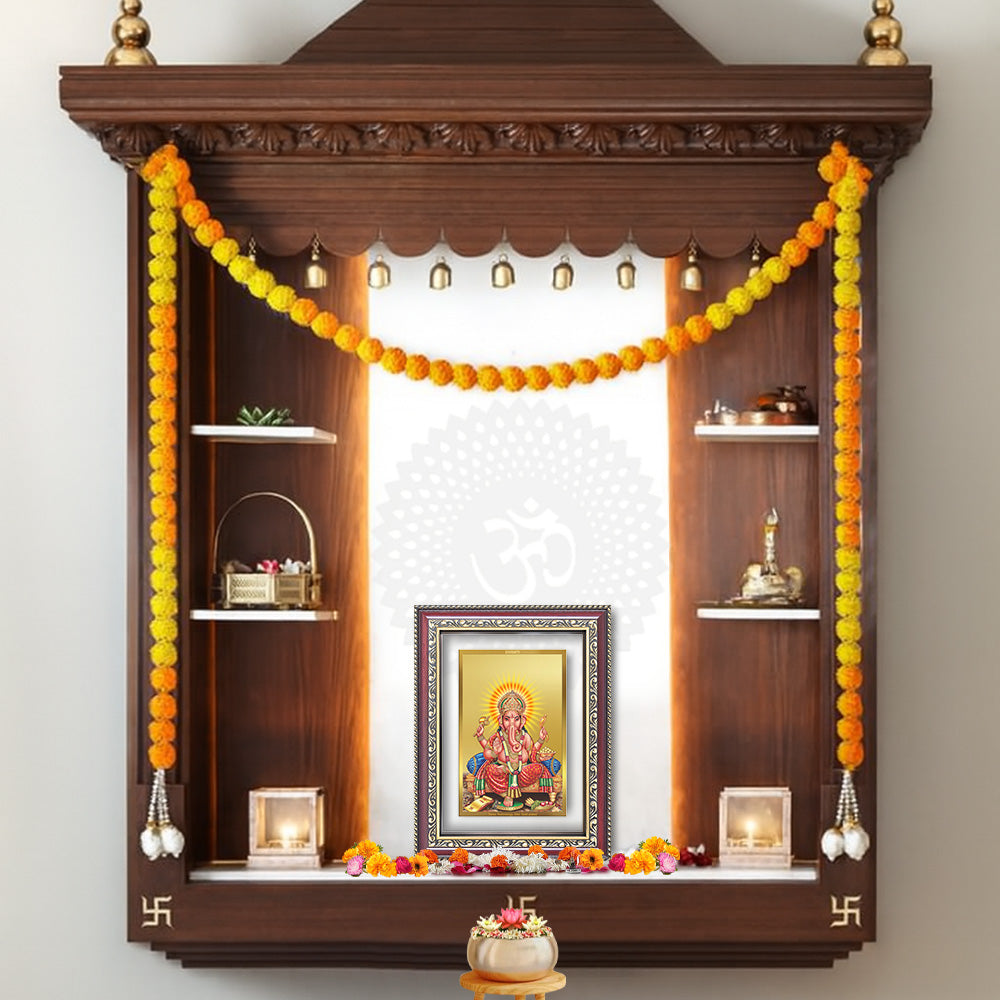 Diviniti 24K Gold Plated Ganesha (Classic) Divine Wall Frame for Home Mandir & Office Decor | Luxury Spiritual Gift