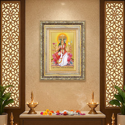Diviniti 24K Gold Plated Gayatri Maa (Classic) Divine Wall Frame for Home Mandir & Office Decor | Luxury Spiritual Gift