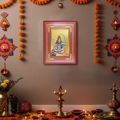 Diviniti Lord Shiva Wall Photo Frame in 24K Gold Plated Foil | Power, Transformation & Divine Peace