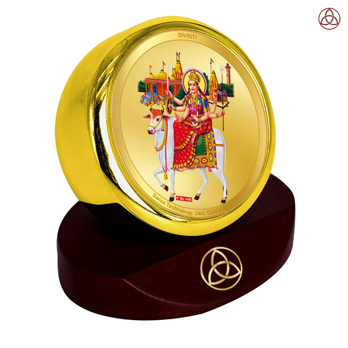 Diviniti 24K Gold Plated Umiya Mata Photo Frame for Car Dashboard, Home Decor, Table Top, Puja Room Worship and Festival Gift MCF1CGOLD (5.5x5 CM)