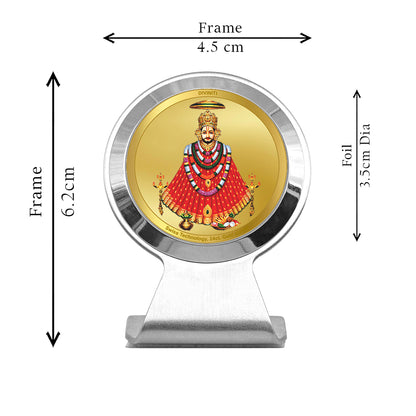 Diviniti 24K Gold Plated Foil Khatu Shyam Frame for Car Dashboard, Home Decor, Worship, Tabletop & Festival Gift MCF1CR (6.2x4.5 CM)
