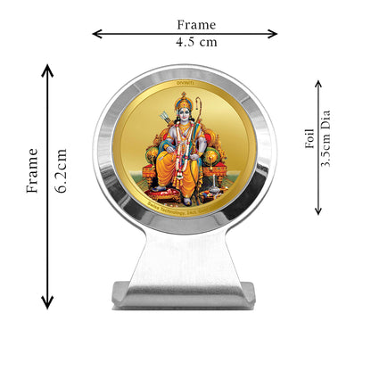 Diviniti 24K Gold Plated Foil Lord Ram Frame for Car Dashboard, Home Decor, Worship, Tabletop & Festival Gift MCF1CR (6.2x4.5 CM)