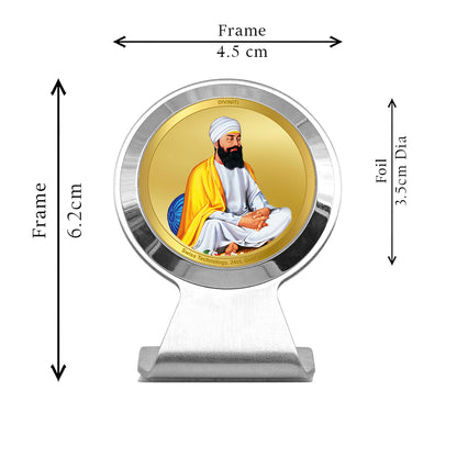 Diviniti 24K Gold Plated Guru Tegh Bahadar Sahib Ji Frame for Car Dashboard, Home Decor, Worship, Tabletop & Festival Gift MCF1CR (6.2x4.5 CM)