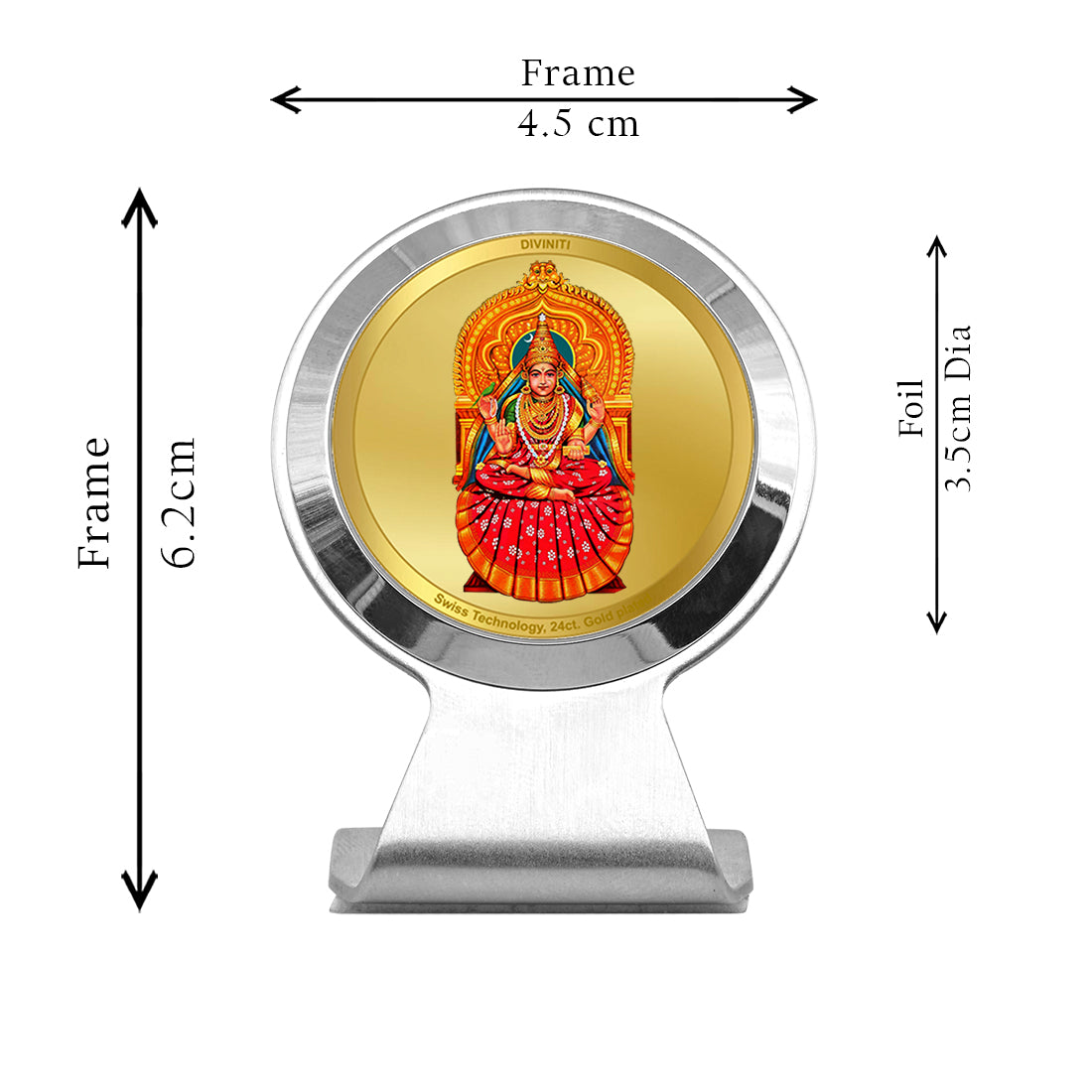 Diviniti 24K Gold Plated Foil Sharda Mata Frame for Car Dashboard, Home Decor, Worship, Tabletop & Festival Gift MCF1CR (6.2x4.5 CM)