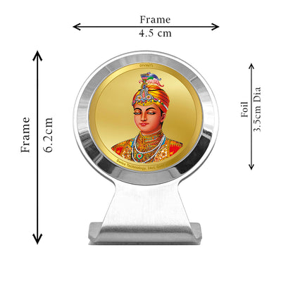 Diviniti 24K Gold Plated Foil Guru Harkrishan Sahib Ji Frame for Car Dashboard, Home Decor, Worship, Tabletop & Festival Gift MCF1CR (6.2x4.5 CM)