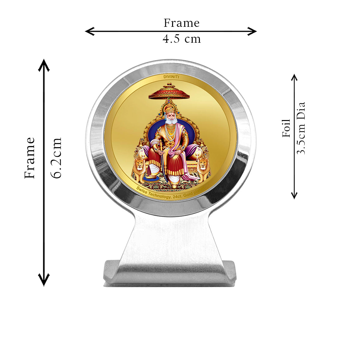 Diviniti 24K Gold Plated Foil Agrasen Maharaj Frame for Car Dashboard, Home Decor, Worship, Tabletop & Festival Gift MCF1CR (6.2x4.5 CM)