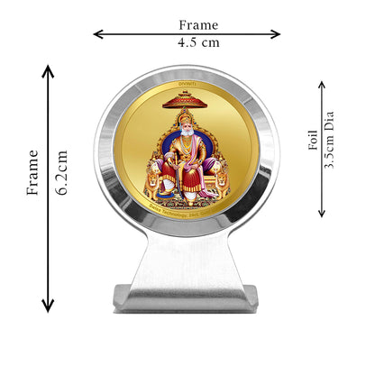 Diviniti 24K Gold Plated Foil Agrasen Maharaj Frame for Car Dashboard, Home Decor, Worship, Tabletop & Festival Gift MCF1CR (6.2x4.5 CM)