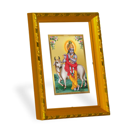 DIVINITI 24K Gold Plated Foil Lord Krishna Photo Frame Idol for Home & Office Decor, Wall Hanging, Workshop, Table Top, Gift|DG103 Size 2 (22.6x18.4 CM)